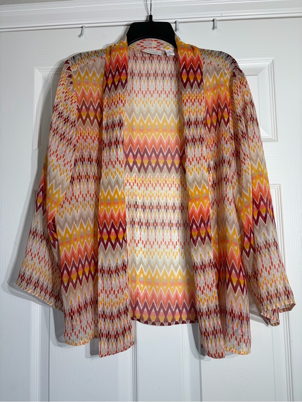 Chico's Sheer Open Front Cardigan Blouse Size 3
